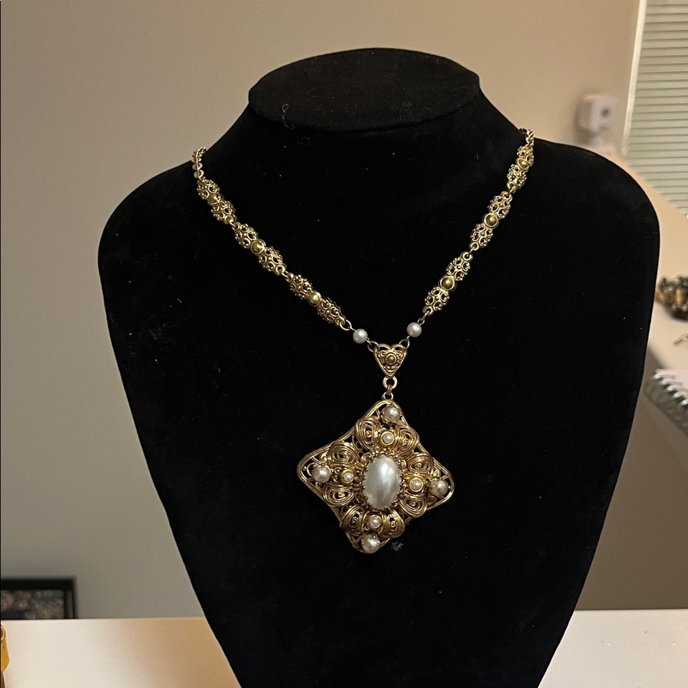 Ornate Gold and Silver Filigree Necklace